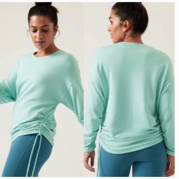 Athleta Tops - Athleta | Lombard Ruched‎ Sweatshirt in Reef Green | Size Small Women's